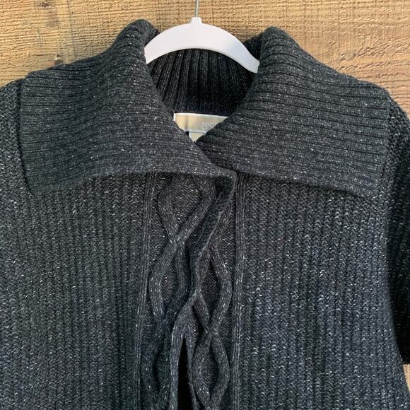 Michael Kors Cable Knit Short Sleeve Cardigan Sweater Navy Blue Size Large - Picture 4 of 9